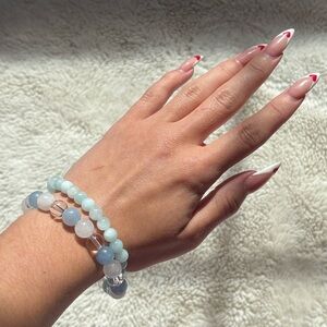 Healing Crystal Bracelet Bundle – Angelite, Moonstone, Amazonite & Clear Quartz